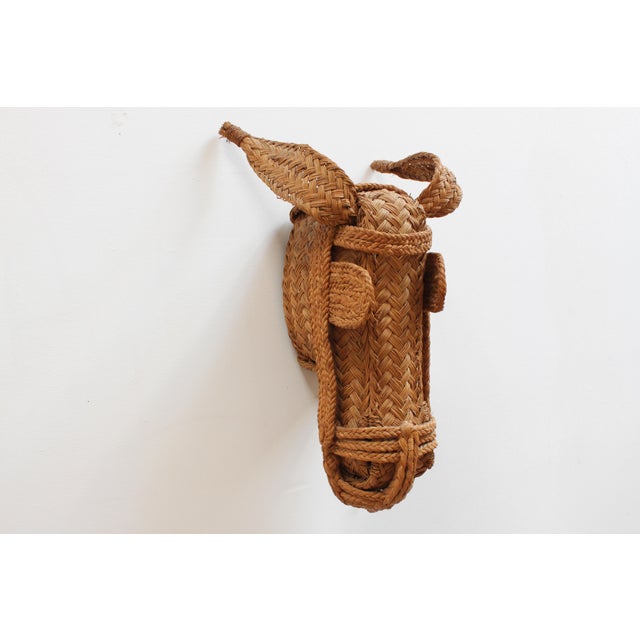 Circa 60s Esparto grass wall mount horse/ donkey head. Rare example with woven bridle and blinkers. Excellent condition....