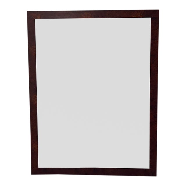 Burl Wood Rectangular Beveled Mirror For Sale
