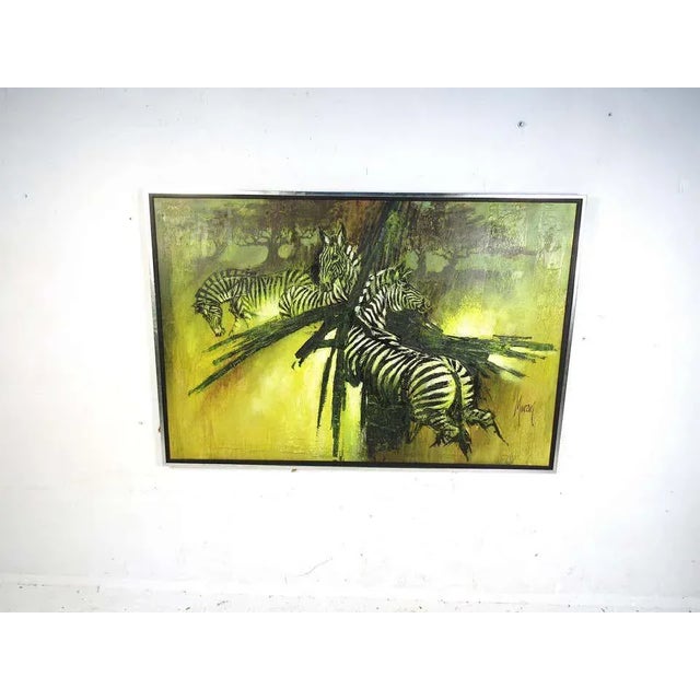 Light Green Large "Zebra" Oil Painting on Canvas For Sale - Image 8 of 8