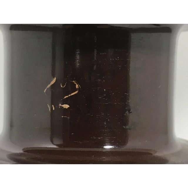 Ceramic Insulator Spool Lamp With Solid Walnut Base For Sale - Image 10 of 12