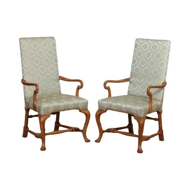 1970s Baker Queen Anne Style Shepherd's Crook Armchairs - A Pair For Sale - Image 13 of 13