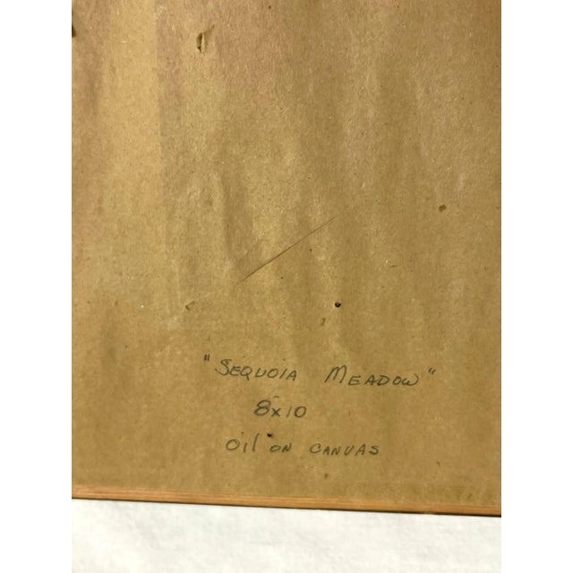 Bob Wiermaa (California 1934- Present) Signed Original Oil Painting on Board "Sequoia Meadow" For Sale - Image 9 of 13
