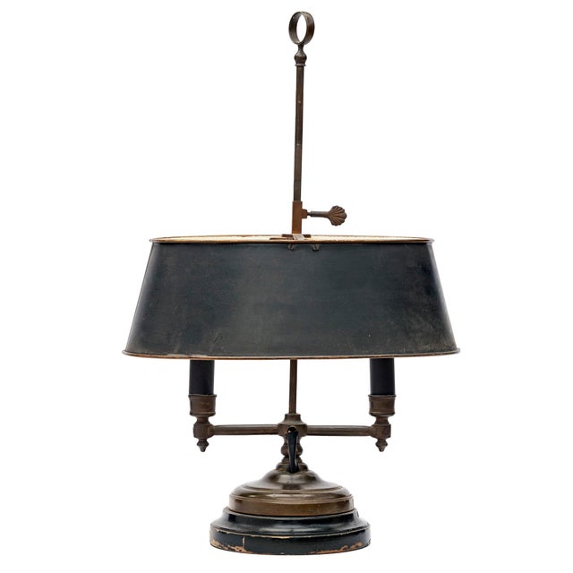 Traditional Mid 20th Century Adjustable Table Lamp With Metal Shade For Sale - Image 3 of 9