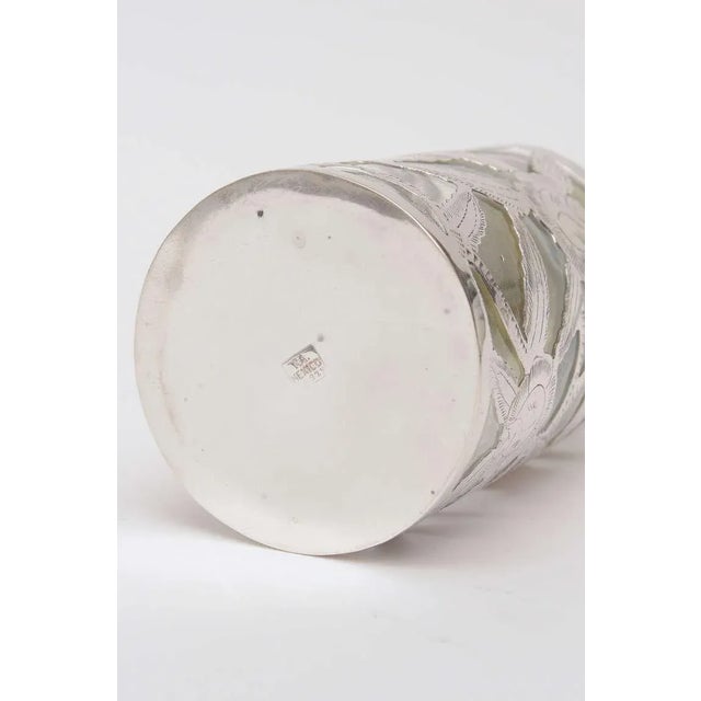 Silver Vintage Sterling Silver Overlay Glass Vessel or Container Jar, 1950's For Sale - Image 8 of 11