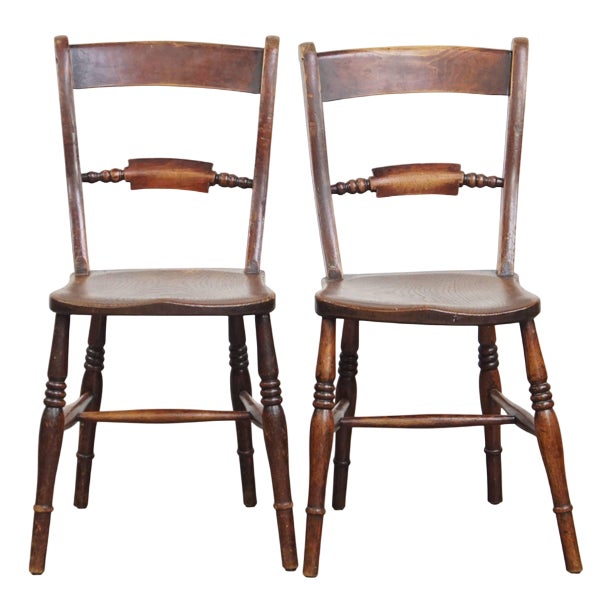 Antique English Chairs with Woodwork, Set of 2 For Sale