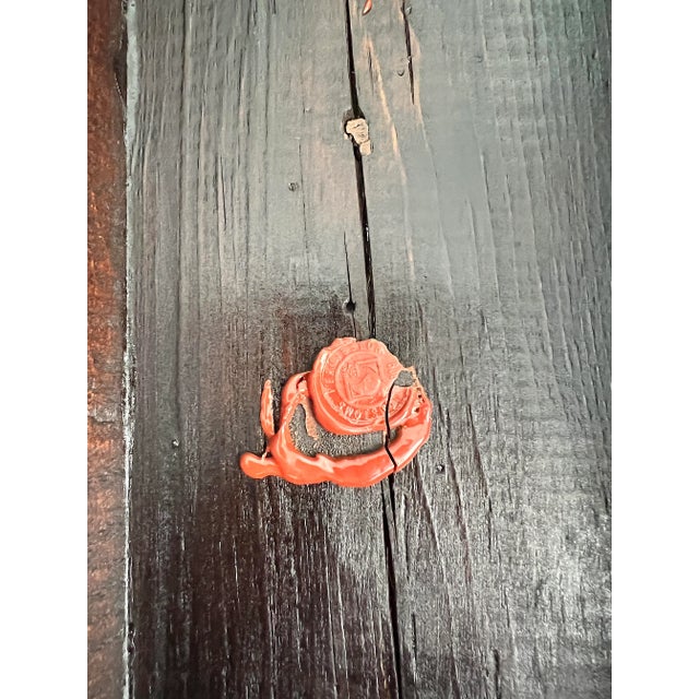 Certified Antique Red Lacquer Chinese Trapezoid Dragon & Cloud Box / Iron Bound Wood Chest With Original Iron Fittings For Sale - Image 10 of 10