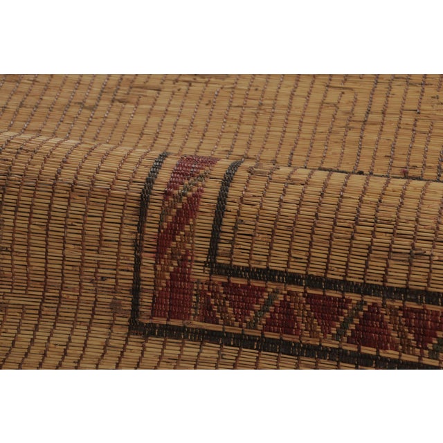 Animal Skin Vintage Moroccan Tuareg Mat With Twin Geometric Medallions in Beige & Red - Rug & Kilim For Sale - Image 7 of 8