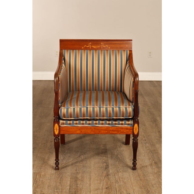Sheraton Style Vintage Inlaid Mahogany Armchair For Sale - Image 18 of 18