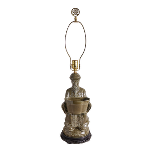 1970s Chinoiserie Green Ceramic Lamp