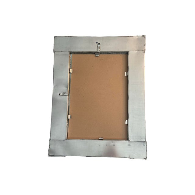 Metal Vintage Large Mid Century Sheet Metal Tin Clad Mexico Mirror Tile 1970s For Sale - Image 7 of 8