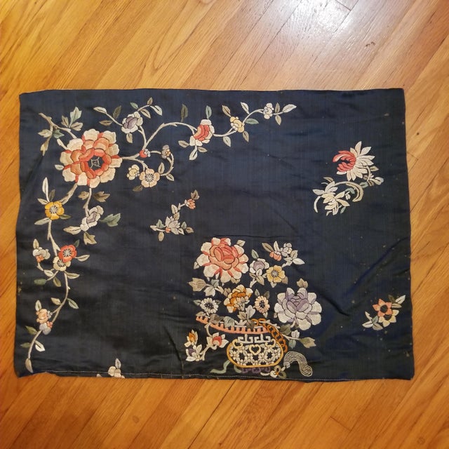 Antique Embroidered Chinese Silk Pillow Chairish