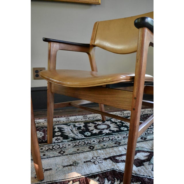 Wood Jens Risom Style Walnut Arm Chairs - Set 4 For Sale - Image 7 of 15
