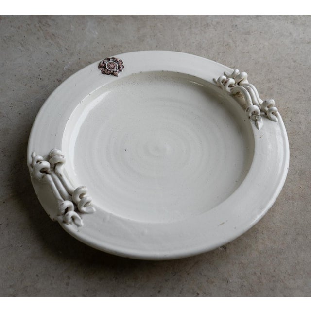 Large Vintage Italian White Glazed Majolica Pottery Charger/Platter, Mid 20th Century For Sale - Image 10 of 12