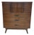 Mid-Century Modern Walnut Tall Chest / Highboy Dresser – Sculptural Front, 1960s Kent Coffee Style For Sale