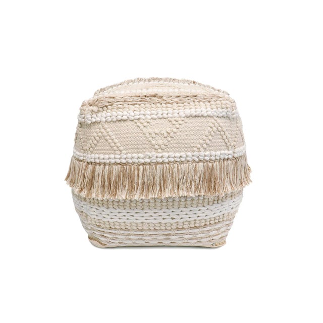Modern Pasargad Home Grandcanyon Collection Cotton Pouf For Sale - Image 3 of 10