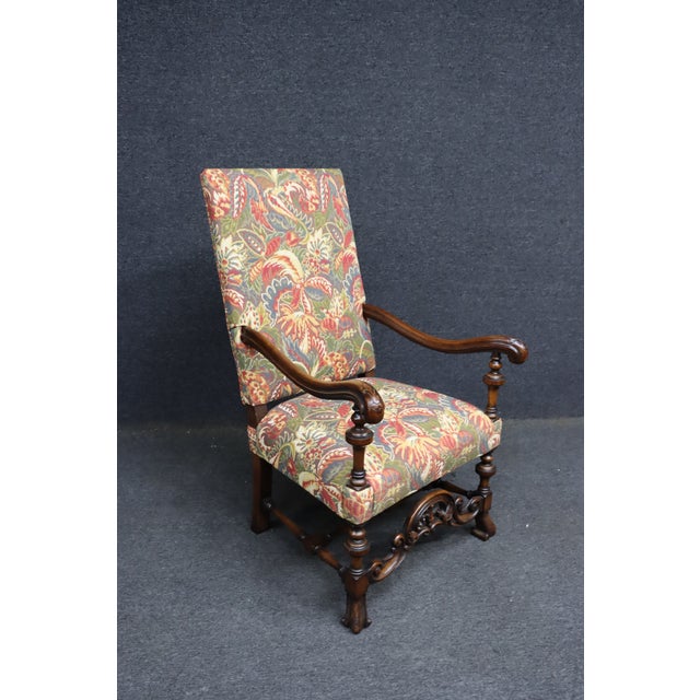 Victorian Victorian Walnut Upholstered Open Armchair With Tapestry Upholstery For Sale - Image 3 of 12