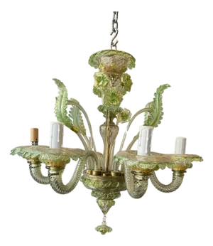 1950s Green Murano Floral Chandelier