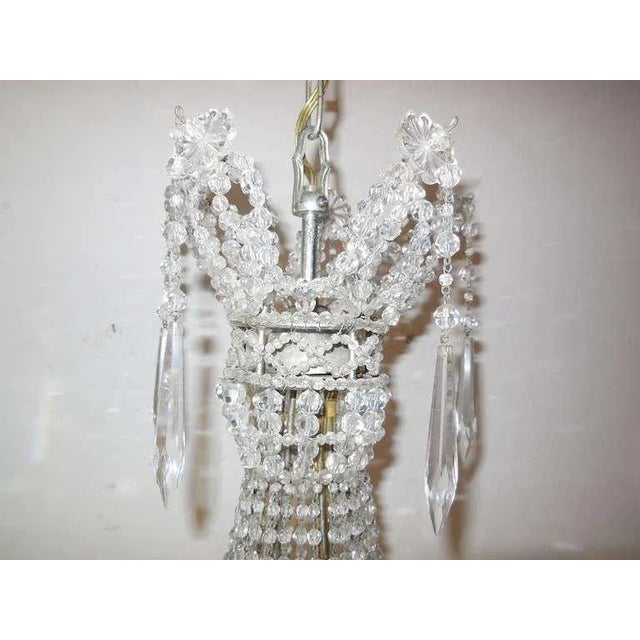 Italian Italian Beaded Crystal Basket Silver Chandelier For Sale - Image 3 of 10