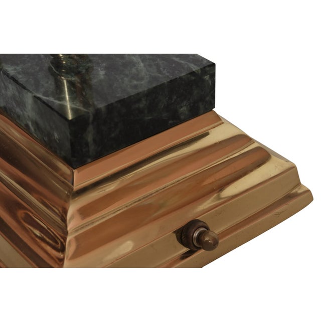 Brass Brass, Glass & Marble Banker’s Lamp For Sale - Image 8 of 8