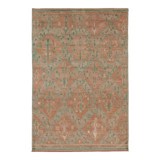 Rug & Kilim’s Moroccan-Inspired Rug in Warm Orange and Green Geometric Pattern For Sale