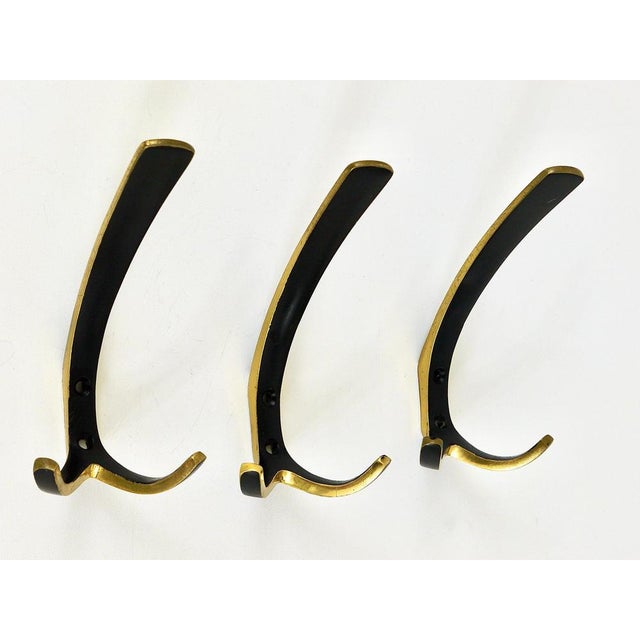 Black Mid-Century Brass Double Wall Hook attributed to Hertha Baller, Austria, 1950s For Sale - Image 8 of 14