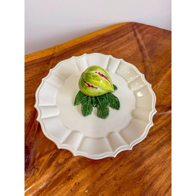 Traditional Vintage Italian Trompe l'Oeil Fig Plate For Sale - Image 3 of 6