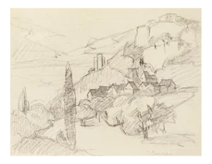 Landscape - Original Pencil on Paper - 20th Century 20th Century
