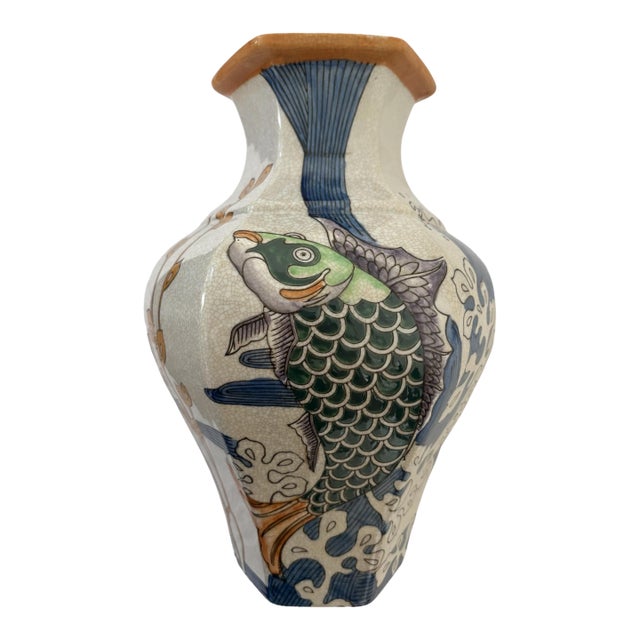 Vintage Porcelain Hexagon Ginger Jar by Seymour Mann For Sale