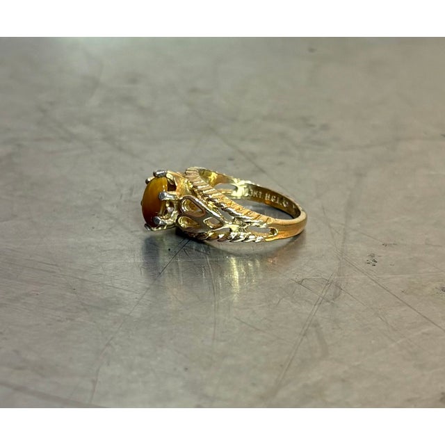 Art Deco 1930s-40s Tiger's Eye / 14k Gold Plated Cocktail Ring For Sale - Image 3 of 5