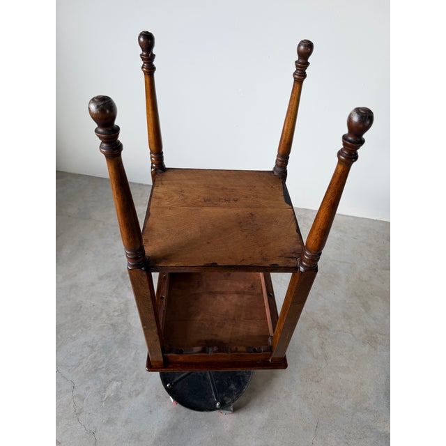 Vintage Traditional Walnut Two-Tier Side Table With Turned Legs For Sale - Image 12 of 12