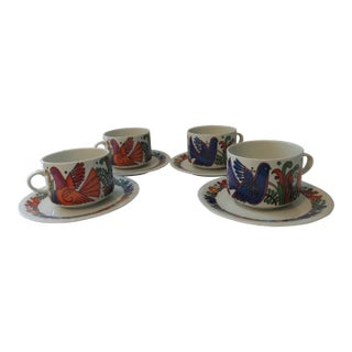 Vintage 1970s Villeroy & Boch Acapulco Cups & Saucers Set- 8 Pieces For Sale