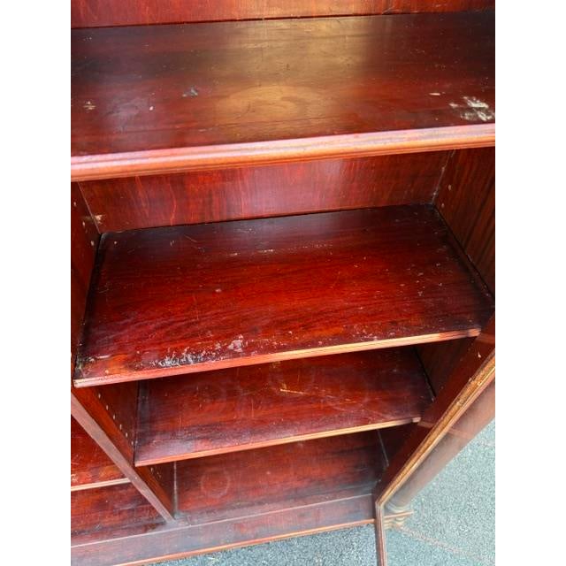 Antique Larkin 2 Door Mahogany Bookcase With Leaded Glass Doors For Sale - Image 14 of 18