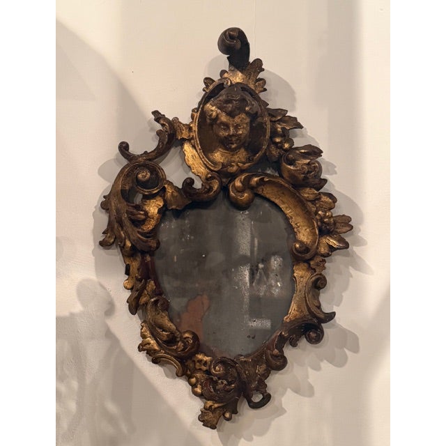 Mid 19th Century 19th Century Carved Venetian Baroque Gilded Mirror With Mercury Glass For Sale - Image 5 of 13