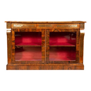 Regency Rosewood and Brass Inlaid Credenza/Bookcase For Sale