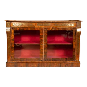 Regency Rosewood and Brass Inlaid Credenza/Bookcase