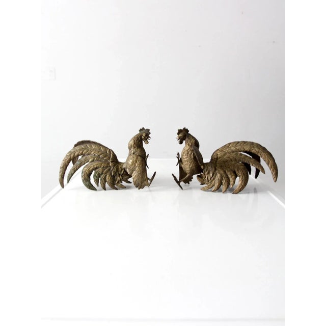 Antique Bronze Fighting Roosters Pair For Sale - Image 13 of 13