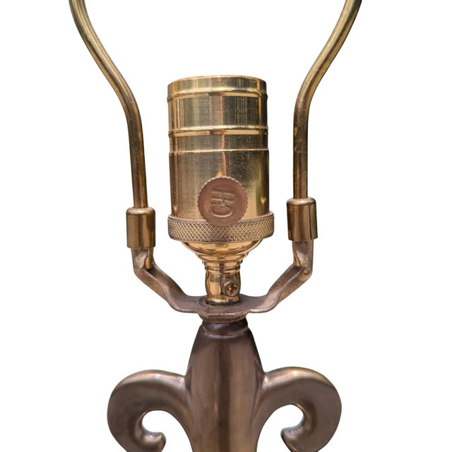 Vintage Chelsea House Neoclassical Lyre Table Lamp With Lamp Shade For Sale - Image 15 of 18