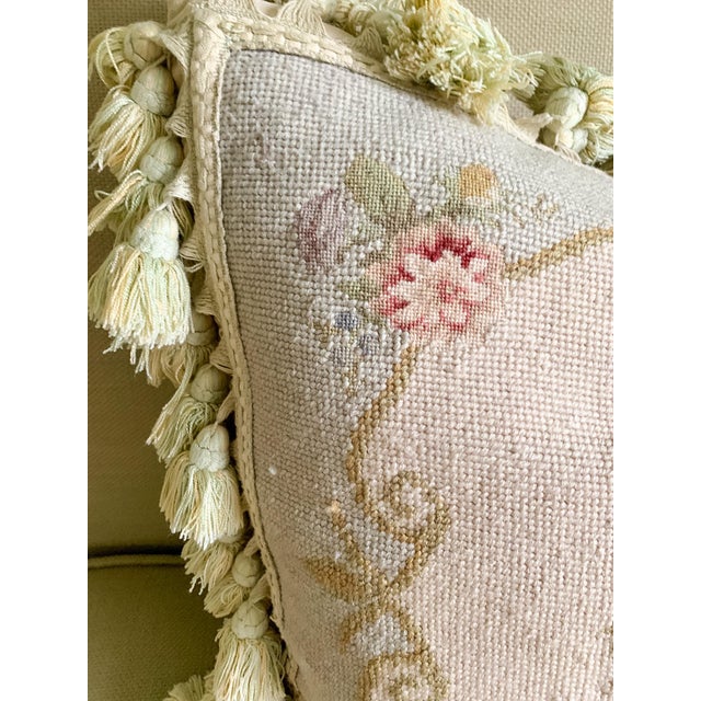 Late 20th Century Vintage Aubusson-Style Needlepoint Pillow, French Style For Sale - Image 5 of 11