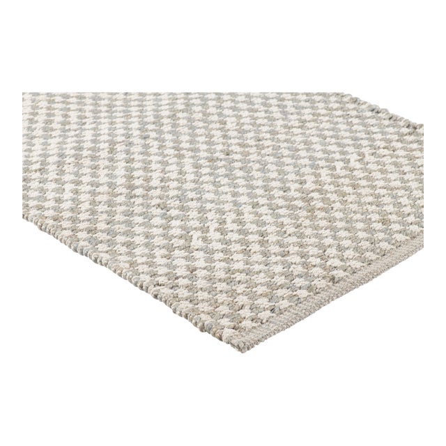 Part & Parcel Goods Textured Check Runner, 2’6”x8', Sky Blue and Eggshell For Sale