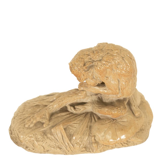 Antique French Sevres Terracotta Ceramic Monkey Snail Animalier Statue Sculpture by Emmanuel Fremiet, 1905 For Sale - Image 10 of 14