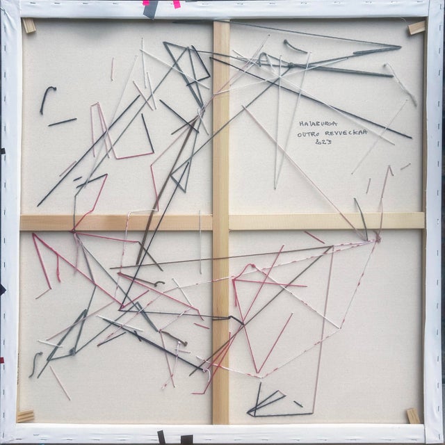 Philippe Halaburda Contemporary Abstract Acrylic, Color Tape, and Yarn on Canvas Painting “Outro Revveckaa" by Philippe Halaburda For Sale - Image 4 of 5