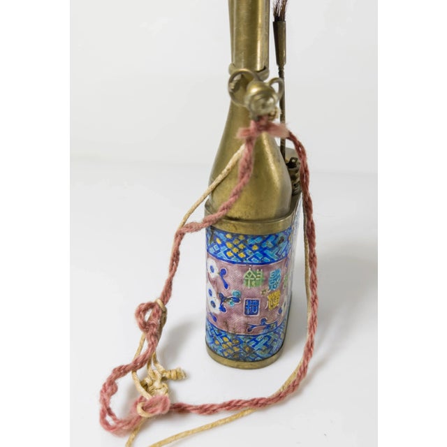 Chinese Early 20th Century Chinese Enameled Paktong Metal Decorative Tobacco Pipe For Sale - Image 3 of 12