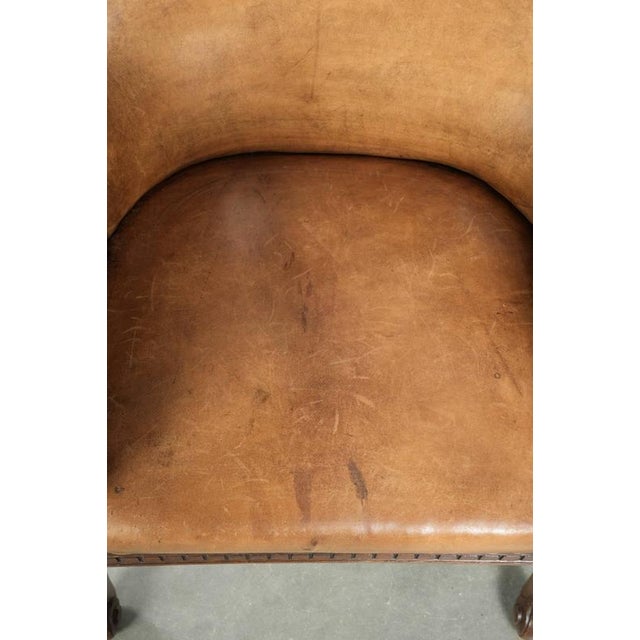 Antique Armchair in Sheepskin and Wood For Sale - Image 6 of 13