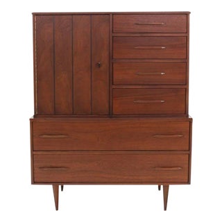 20th Century Danish Modern Walnut High Chest Gentlemen's Chest For Sale