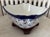 Large 1990s Blue and White Porcelain Bowl Fleur De Lis on Wood Stand For Sale - Image 4 of 7
