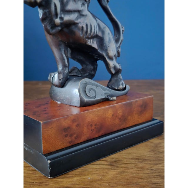 Antique Bronze & Wood Lion Bookend Pair For Sale - Image 16 of 18