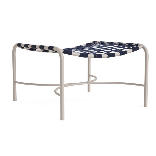 Brown Jordan Kantan Aluminum Suncloth Ottoman, Dove frame with Marine fabric For Sale - Image 12 of 12