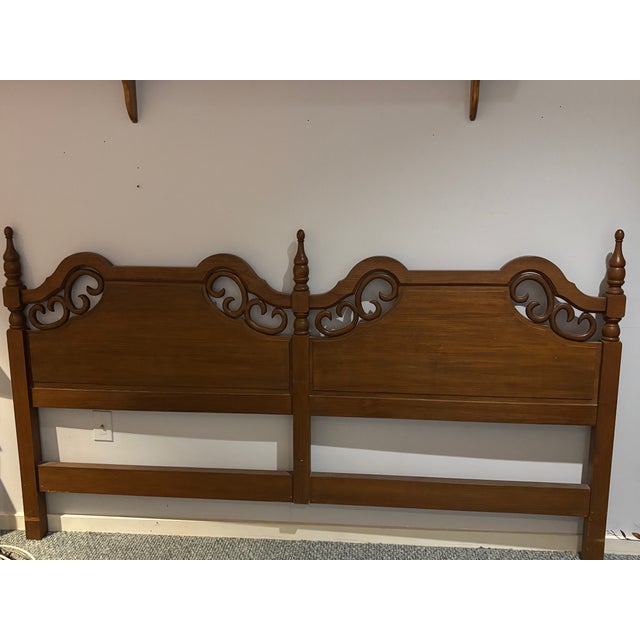 Vintage Hand-Carved Solid Teak King Headboard From Taiwan, 1972 For Sale In Philadelphia - Image 6 of 6