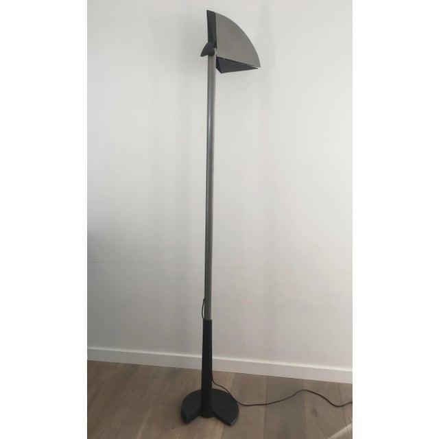 Bruno Gecchelin 1980s Bruno Gecchelin for Gruppo Skipper. Floor Lamp in Grey Enamel with Mat Black Rub For Sale - Image 4 of 13