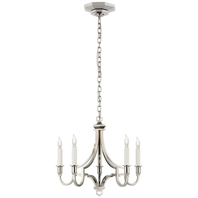 Modern Chapman & Myers for Visual Comfort Signature Mykonos Small Chandelier in Polished Nickel For Sale - Image 3 of 4